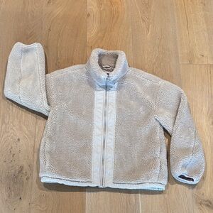 GAP Womens Sherpa Jacket | Medium | Bubble Hem Option | Full Zip | Teddy Coat